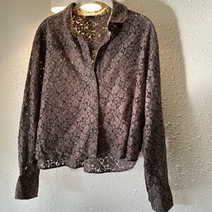 GAP Brown Lace Button-Down Shirt